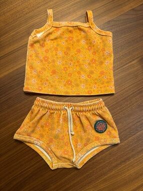 Little Surfer Girl Orange Floral Set